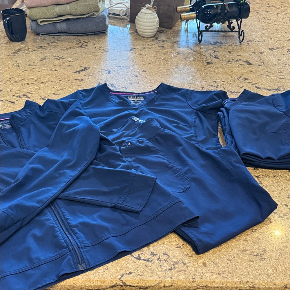 Three Sets of Purple Label by Healing Hands, Size Medium, Navy